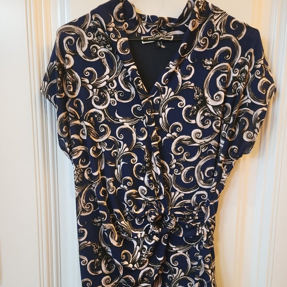 EUC Melanie Lyne Faux Wrap Print Blouse